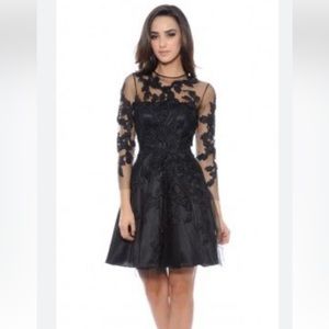 Decode 1.8 Black Lace Applique Tulle Cocktail Dress